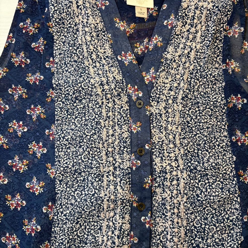 Knox Rose Sleeveless Floral Sheer Tie Front Top Size Small - Picture 7 of 8